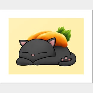 Chubby Cat Uni Sushi (cat only) Posters and Art